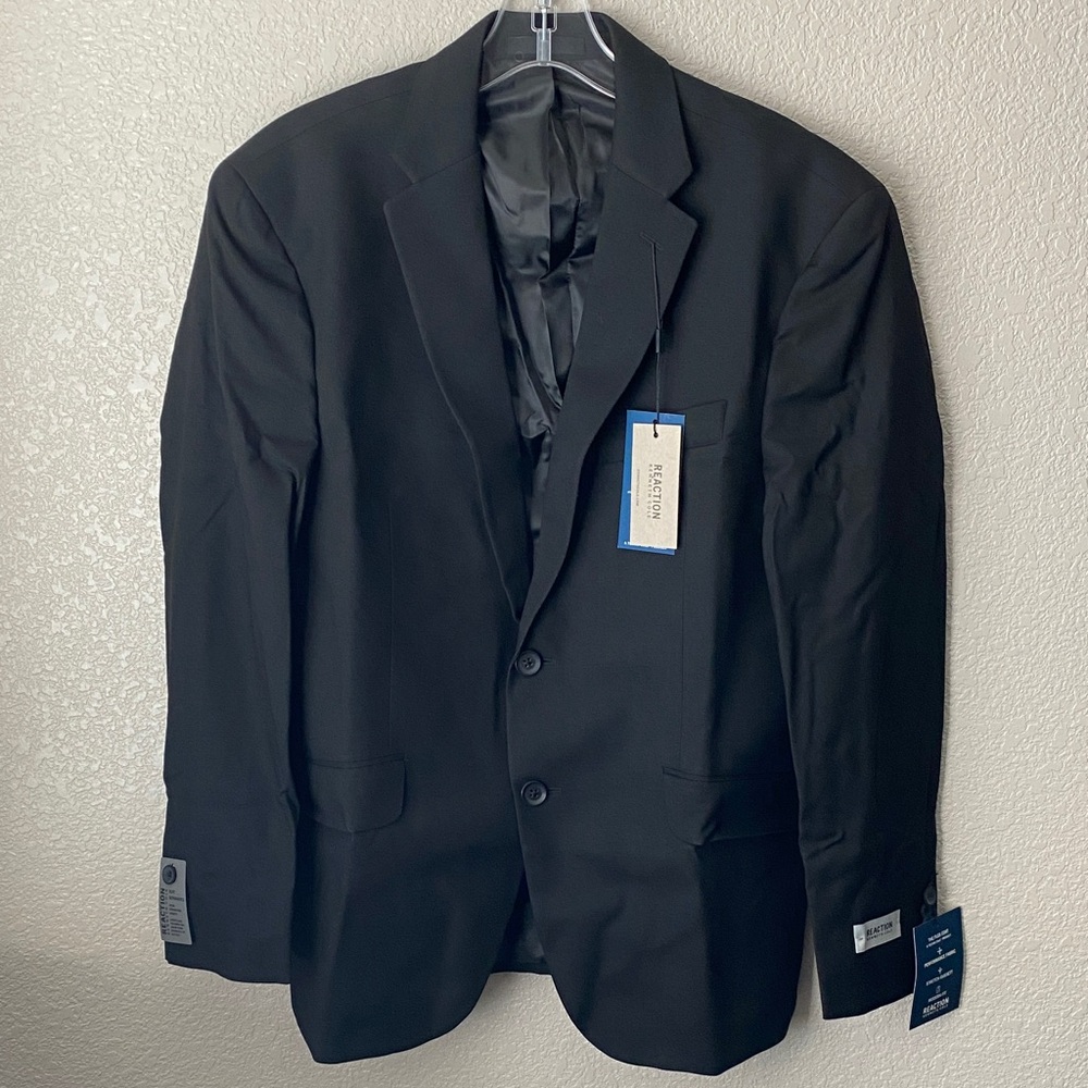 REACTION KENNETH COLE Black Techni Cole Flex Coat Suit Separates Jacket 40S